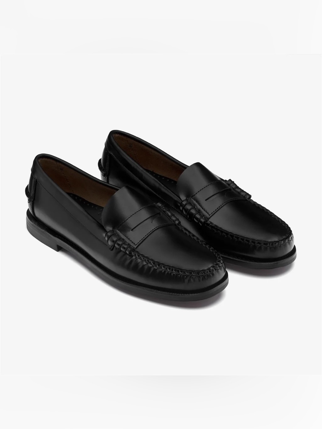 Sebago Black Leather Penny Loafers For Women